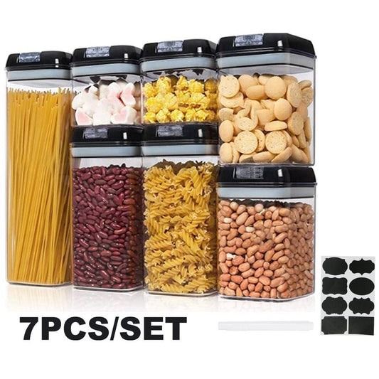 7 Pieces Airtight Food Storage Container Set Kitchen Organization Containers with 8 Labels & Chalk Marker BPA Free Clear Plastic Kitchen and Pantry Organization Containers Kitchen Cove Connection