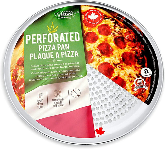 Crown Pizza Pan with Holes 16 Inch, 1 Pack, Sturdy, Rust Free, Pure Aluminum, Made in Canada Kitchen Cove Connection